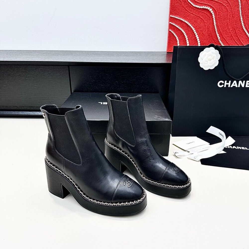 Chanel Black Quilted Ankle Boots